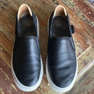 UGG Black Leather Slip-Ons